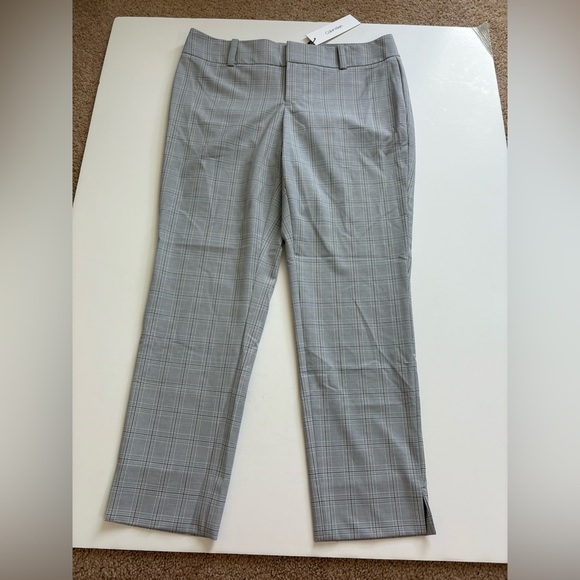 Calvin Klein Modern Ankle Pant Gray Plaid Size 10 New with Tags Lightweight - Picture 1 of 10
